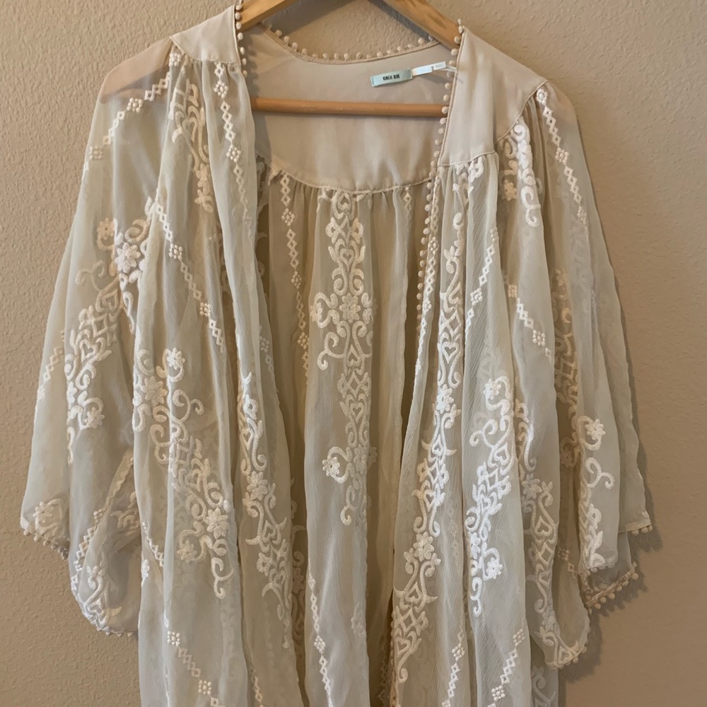 KIMCHI BLUE Sheer Lace Kimono Cardigan